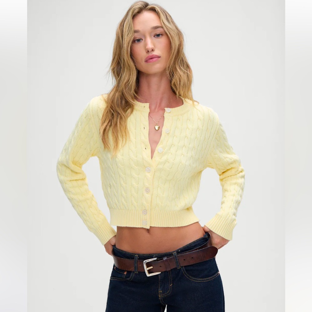 FRANKIES BIKINIS NWT DUDLEY CABLE KNIT CARDIGAN IN VANILLA SUGAR